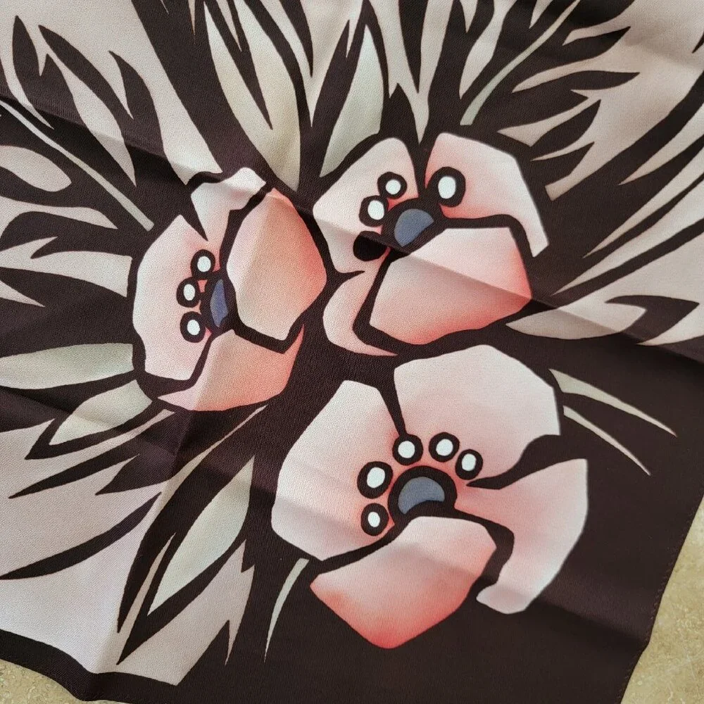 Beautiful‎ SCARF Floral Tropical Pink Flowers Vibrant Colors 19 Square